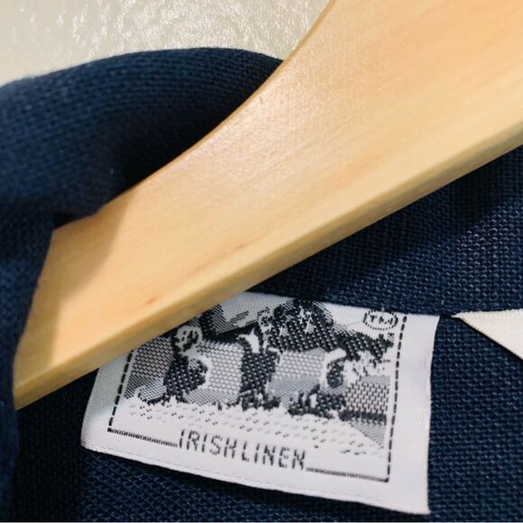 Malcolm & Co navy blue heavy weight  Irish linen women’s button front shacket 2x - Picture 5 of 6